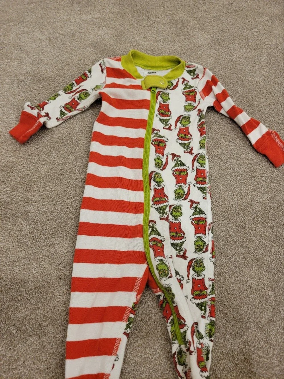 Hanna Andersson The Grinch Christmas Holiday One-Piece Pajamas 6-12 Months